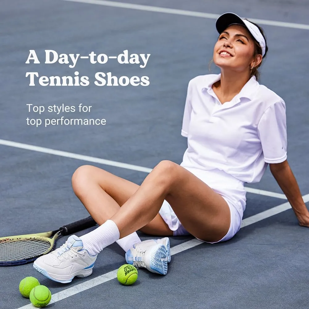 FitVille Wide Pickleball Shoes for Women Tennis Court Shoes with Arch Support for Flat Feet