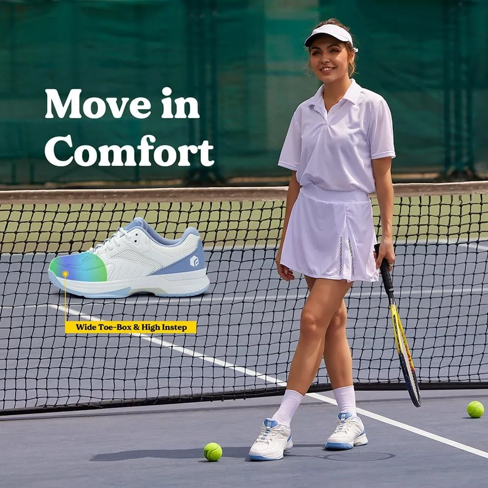 FitVille Wide Pickleball Shoes for Women Tennis Court Shoes with Arch Support for Flat Feet