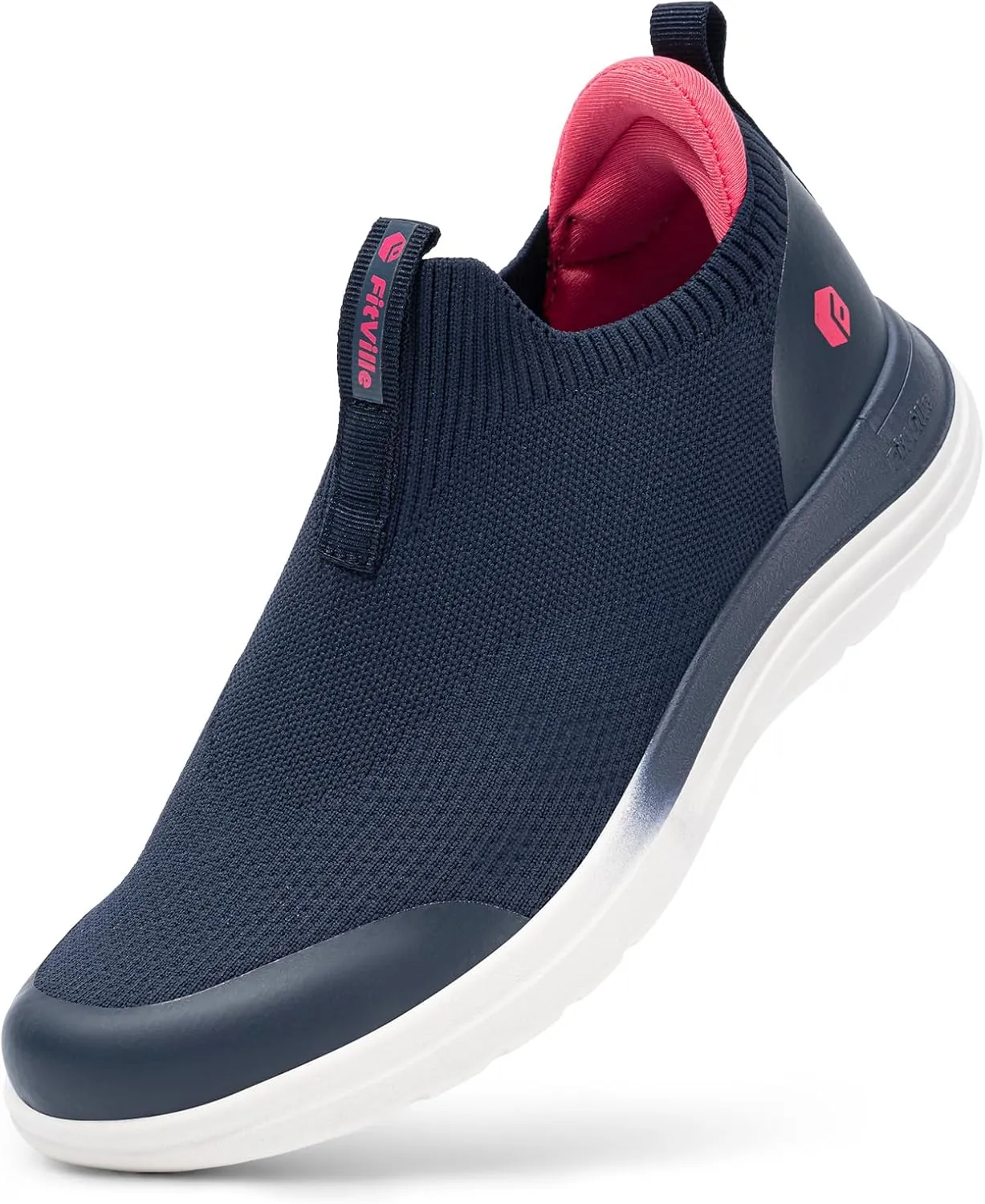 FitVille Women's Extra Wide Slip on Shoes, Wide Walking Shoes Arch Support Casual Sneakers Comfortable Orthopedic Shoe for Plantar Fasciitis Neuropathy