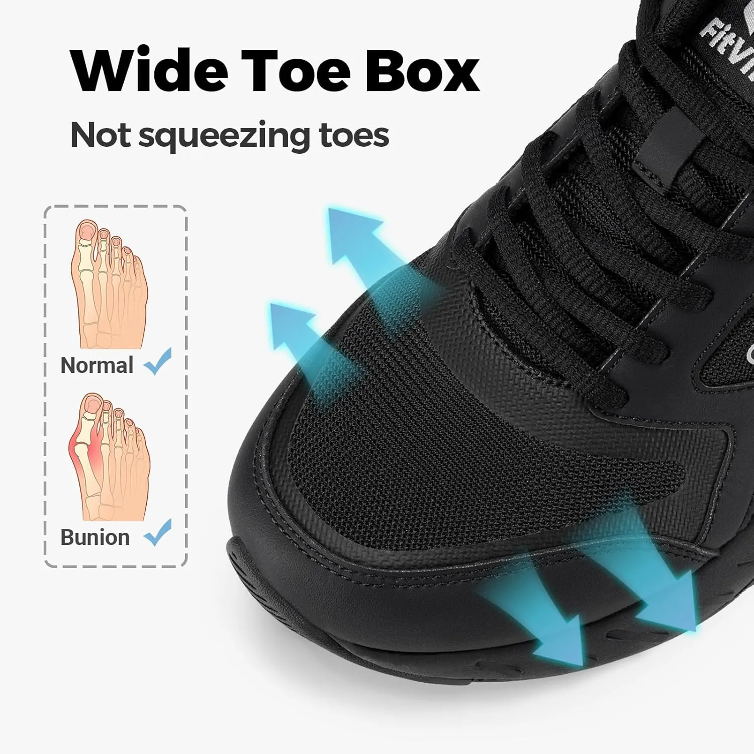 FitVille Women's Walking Shoes Wide Width Sneakers Comfort Diabetic Shoes Plantar Fasciitis Shoes for Flat Feet Heel Pain Relief - Rebound Core V7