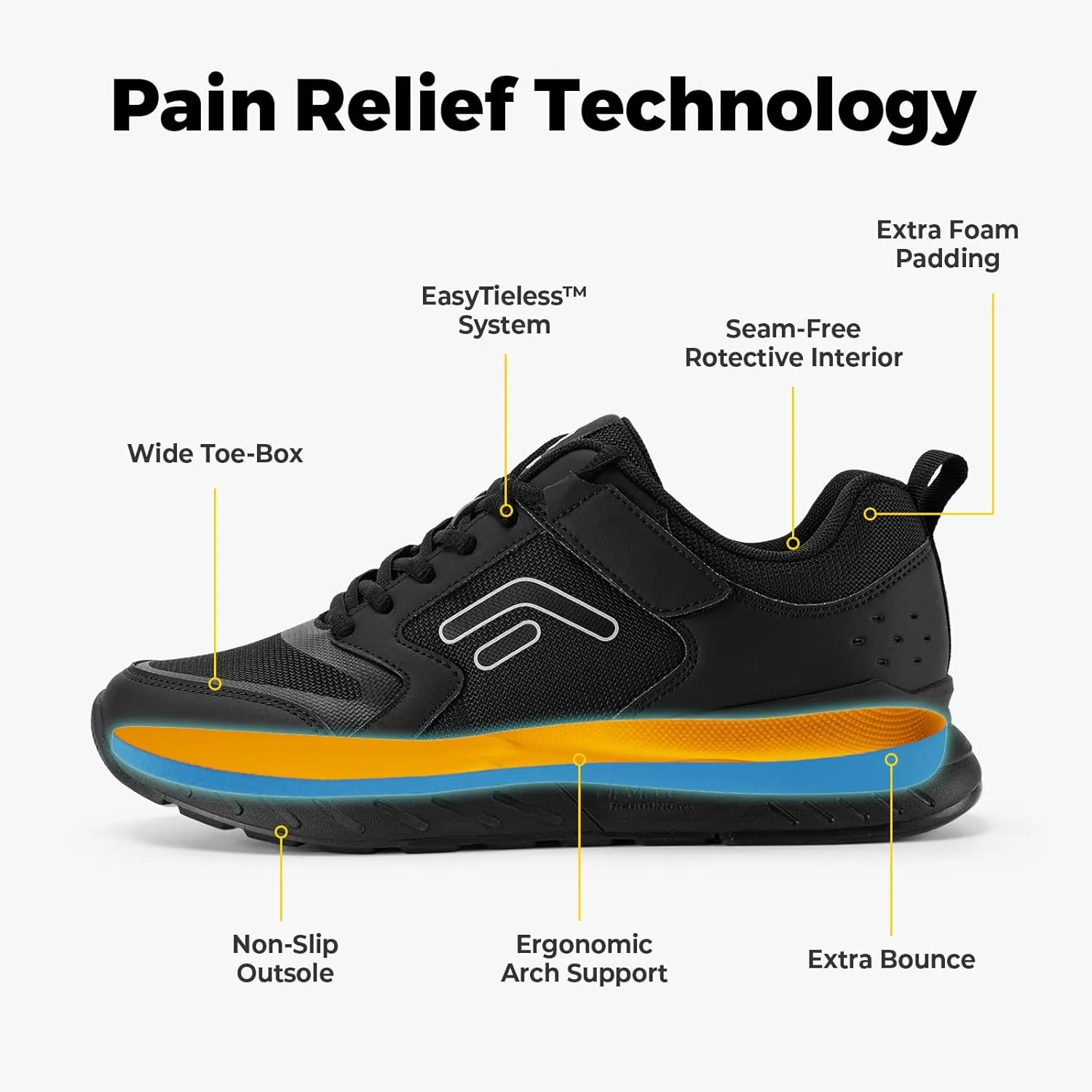FitVille Women's Walking Shoes Wide Width Sneakers Comfort Diabetic Shoes Plantar Fasciitis Shoes for Flat Feet Heel Pain Relief - Rebound Core V7
