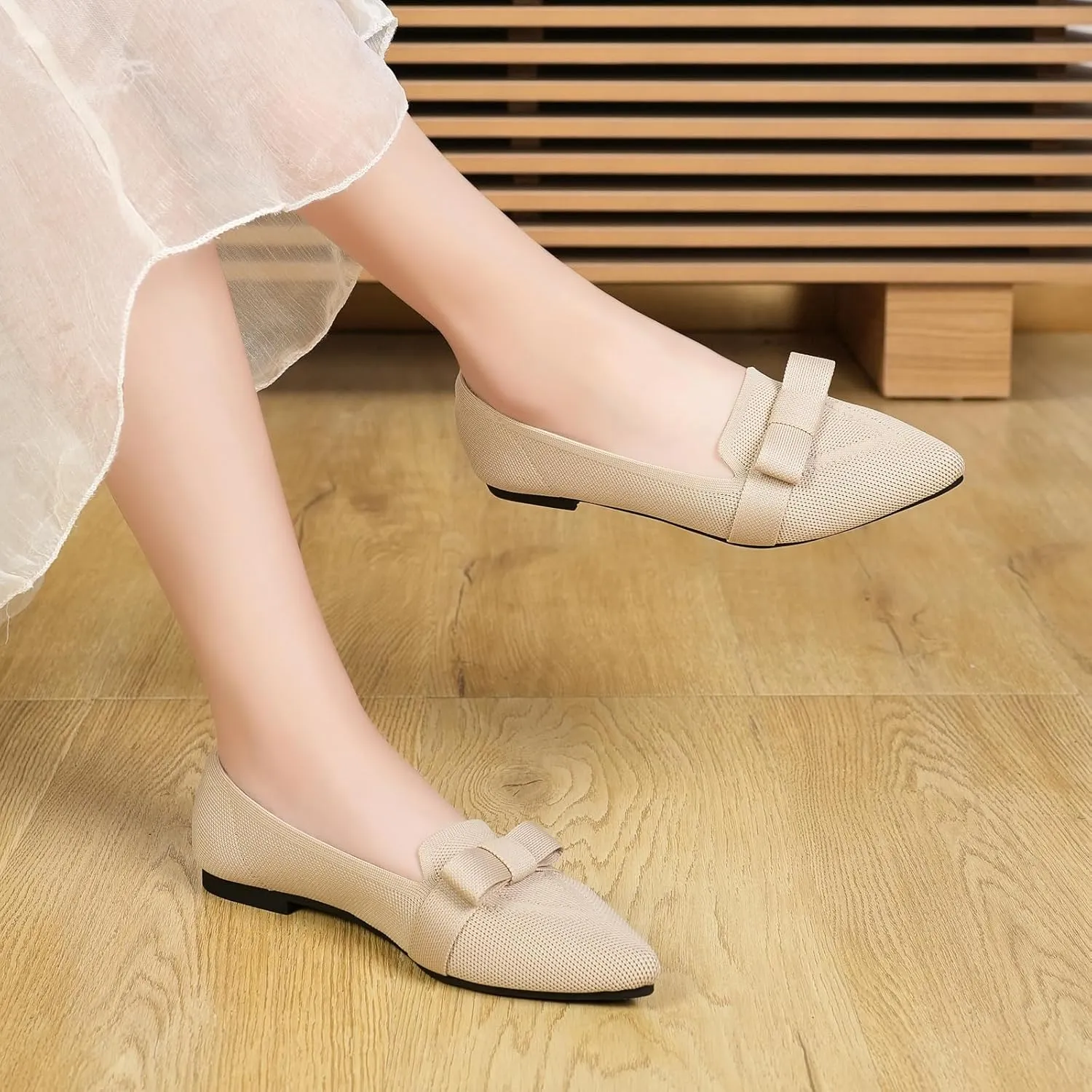 Flats for Women Pointed Toe Ballet Flats Shoes Mesh Breathable Comfortable Dressy Casual Slip On Ballerina Walking Flats
