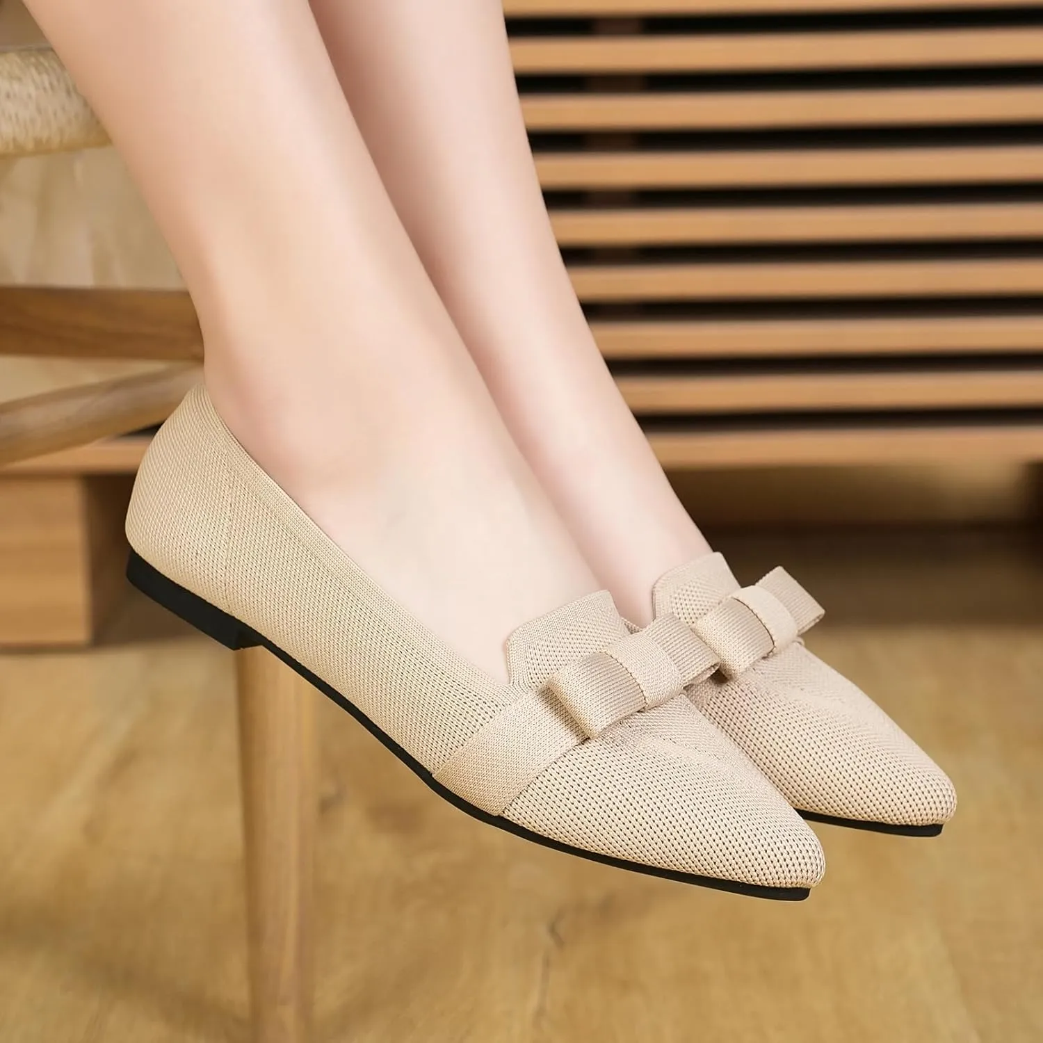 Flats for Women Pointed Toe Ballet Flats Shoes Mesh Breathable Comfortable Dressy Casual Slip On Ballerina Walking Flats