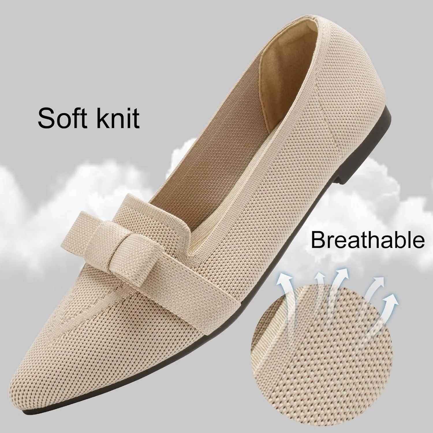 Flats for Women Pointed Toe Ballet Flats Shoes Mesh Breathable Comfortable Dressy Casual Slip On Ballerina Walking Flats