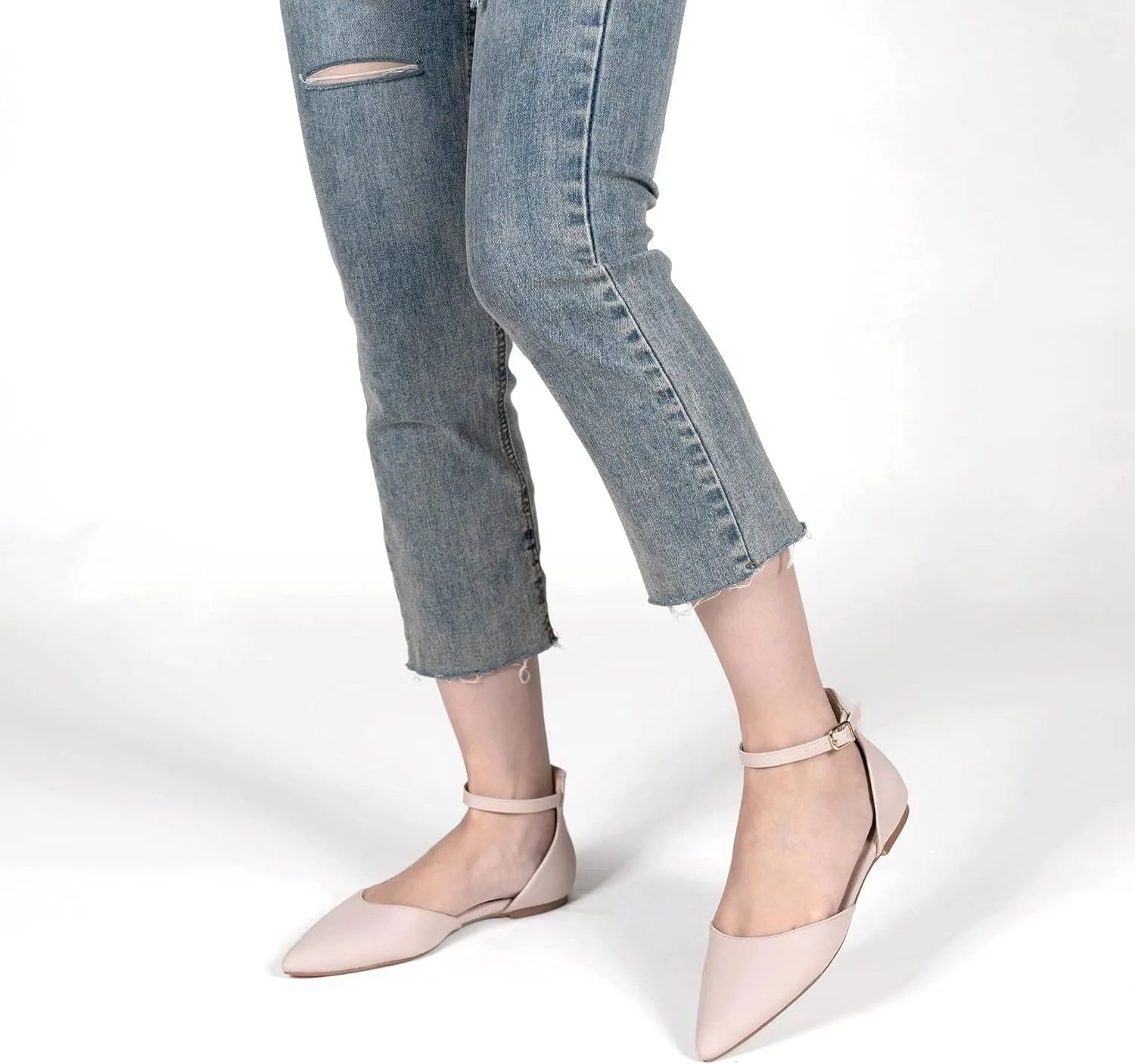 Flats for Women Pointed Toe Comfortable Ankle Strap Gold Nude Flats Silver Black Flats for Women Casual Dress Wedding Flats Shoes