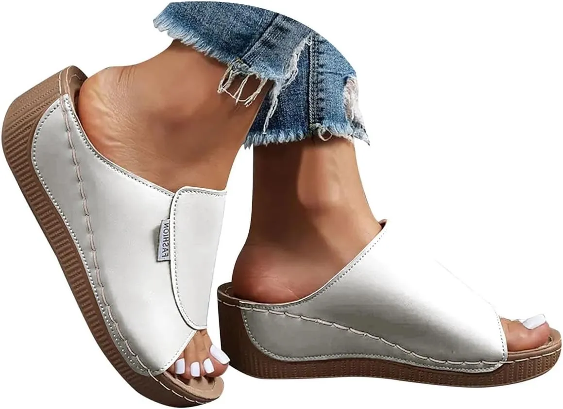 Flip Flops For Ladies Summer Wedges Shoes Women Slippers Bohemian Sandals Fashion Womens Chunky Heel Sandals Closed Toe