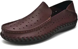FMURY Spring Comfortable Casual Leather Shoes Men Shoes Men Flats Breathable Driving Shoes Men Moccasins(7.5 Code)