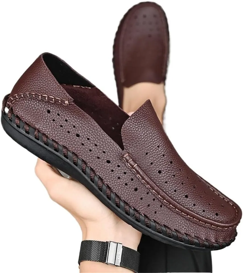 FMURY Spring Comfortable Casual Leather Shoes Men Shoes Men Flats Breathable Driving Shoes Men Moccasins(7.5 Code)