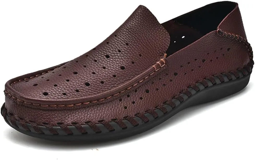 FMURY Spring Comfortable Casual Leather Shoes Men Shoes Men Flats Breathable Driving Shoes Men Moccasins(7.5 Code)