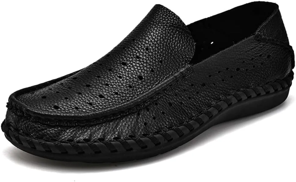FMURY Spring Comfortable Casual Leather Shoes Men Shoes Men Flats Breathable Driving Shoes Men Moccasins(9.5 Code)