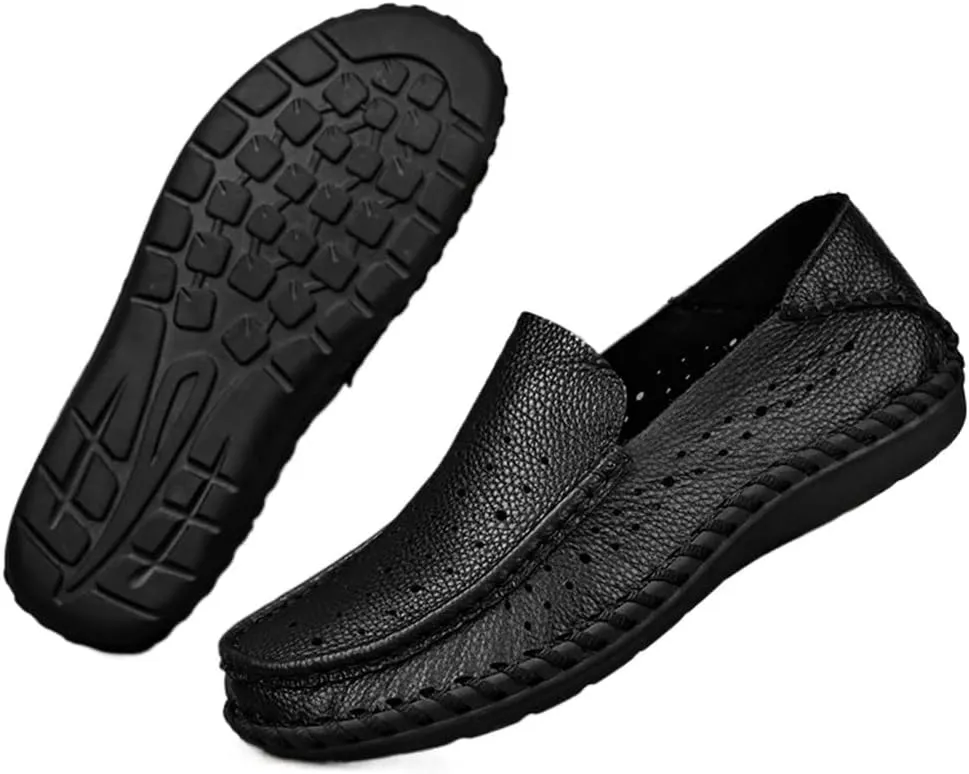 FMURY Spring Comfortable Casual Leather Shoes Men Shoes Men Flats Breathable Driving Shoes Men Moccasins(9.5 Code)