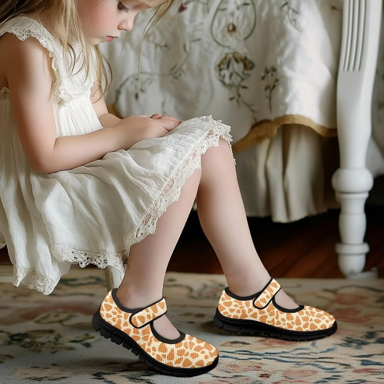 Forchrinse Girls and Toddler Girls Mary Jane Shoes Red Strawberry Corgi Print Sneaker Comfort Slip on Dressy Shoes for School