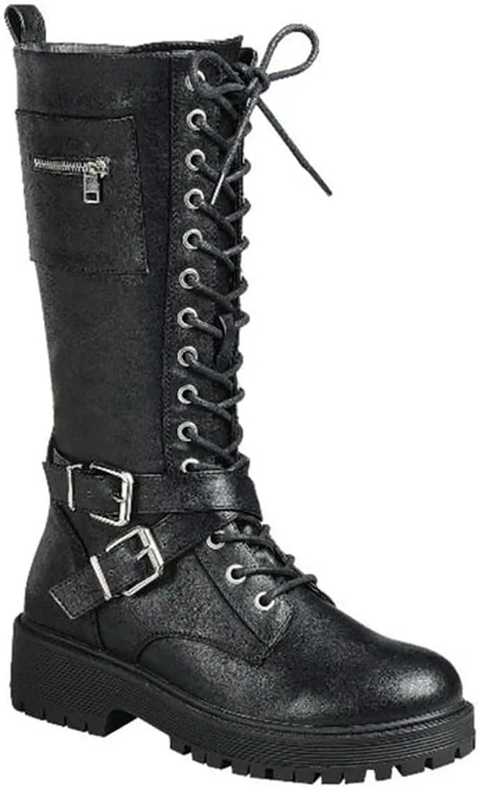 Forever Link Womens Knee High Buckle Riding Boots