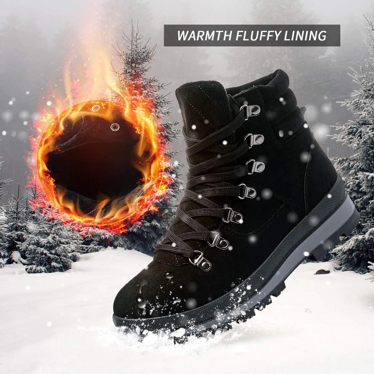 FRACORA Womens Combat Boots Lace Up Ankle Boots Winter Snow Boot Side Zipper Fashion Booties…