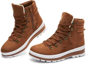 FRACORA Womens Combat Boots Lace Up Ankle Boots Winter Snow Boot Side Zipper Fashion Booties…