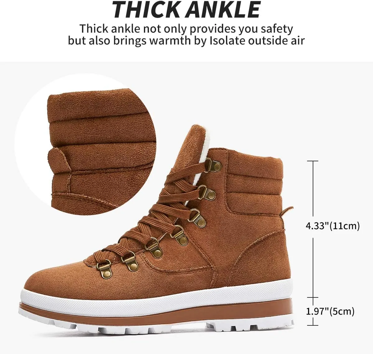 FRACORA Womens Combat Boots Lace Up Ankle Boots Winter Snow Boot Side Zipper Fashion Booties…