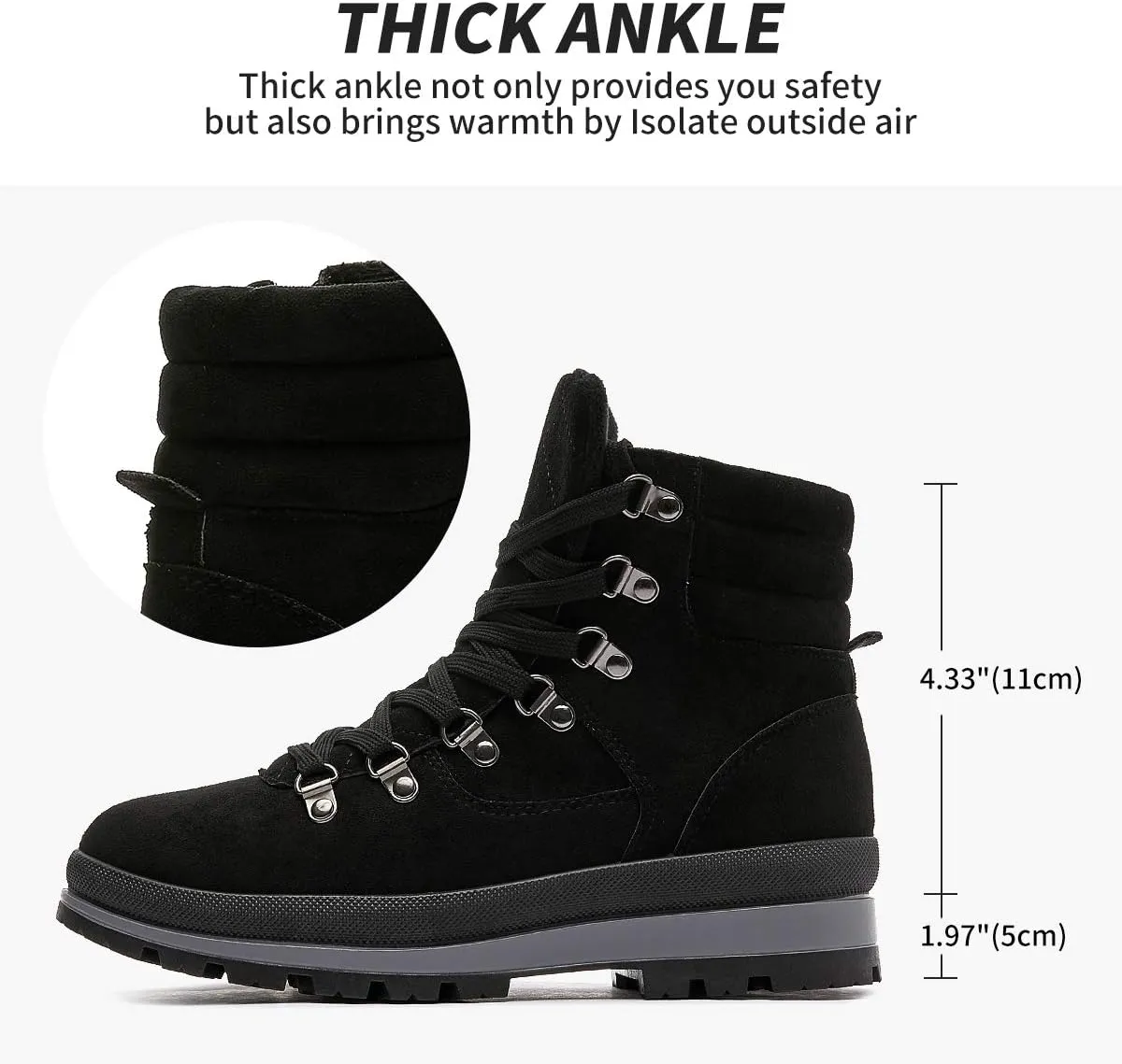 FRACORA Womens Combat Boots Lace Up Ankle Boots Winter Snow Boot Side Zipper Fashion Booties…