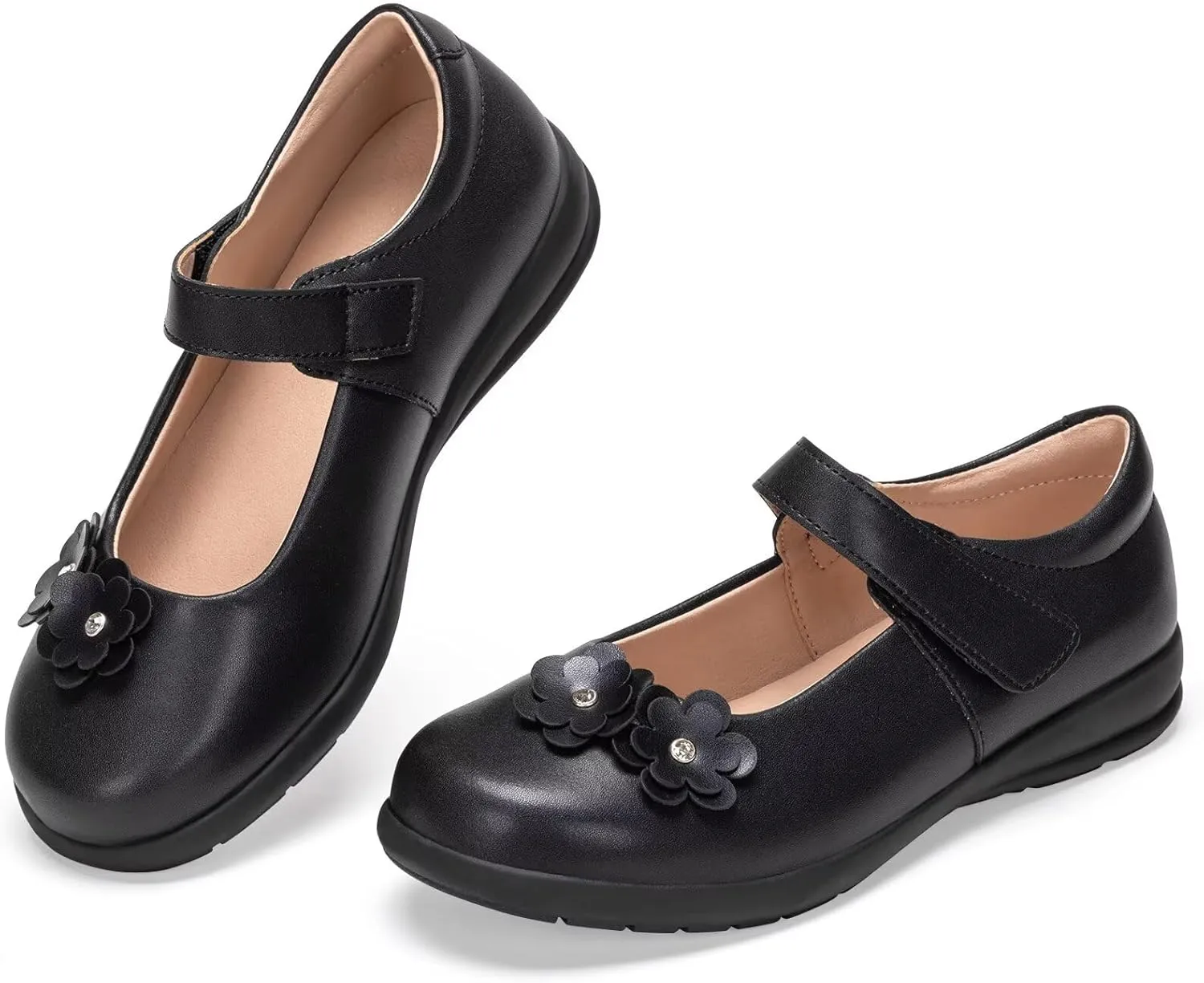 Frank Mully Girls School Shoes Mary Jane Flats Slip-On Uniform Dress Flats for Girl Toddler/Little Kid/Big Kid