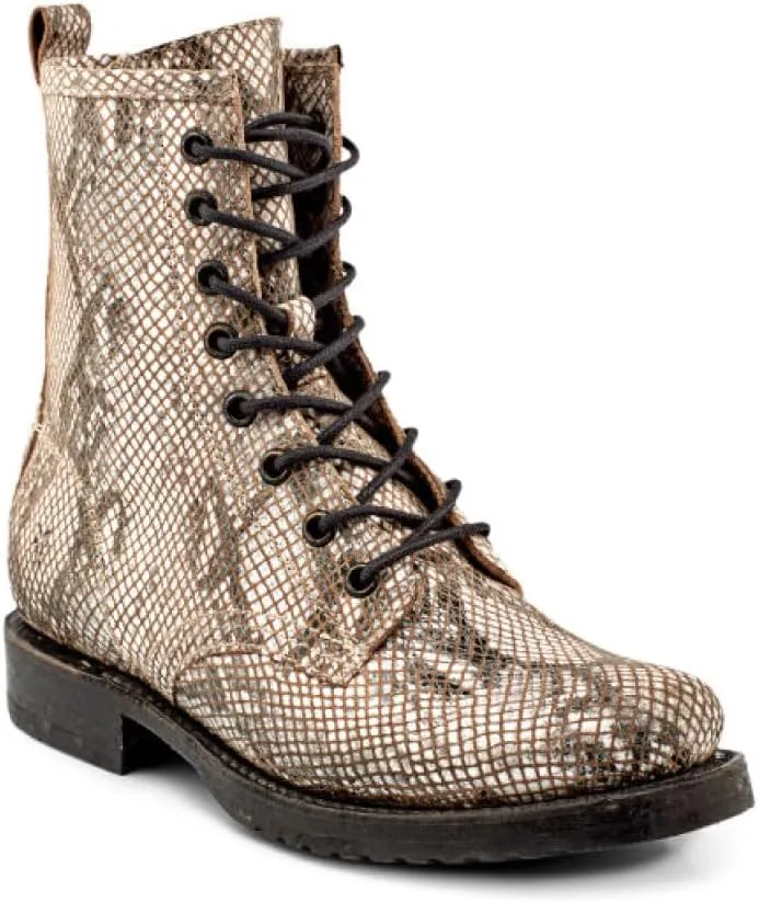 Frye Veronica Women’s Combat Boots Crafted from Hand-Burnished Vintage Italian Leather with Genuine Stitch-Down Welt Construction and Leather Lining – 6 ¾” Shaft Height