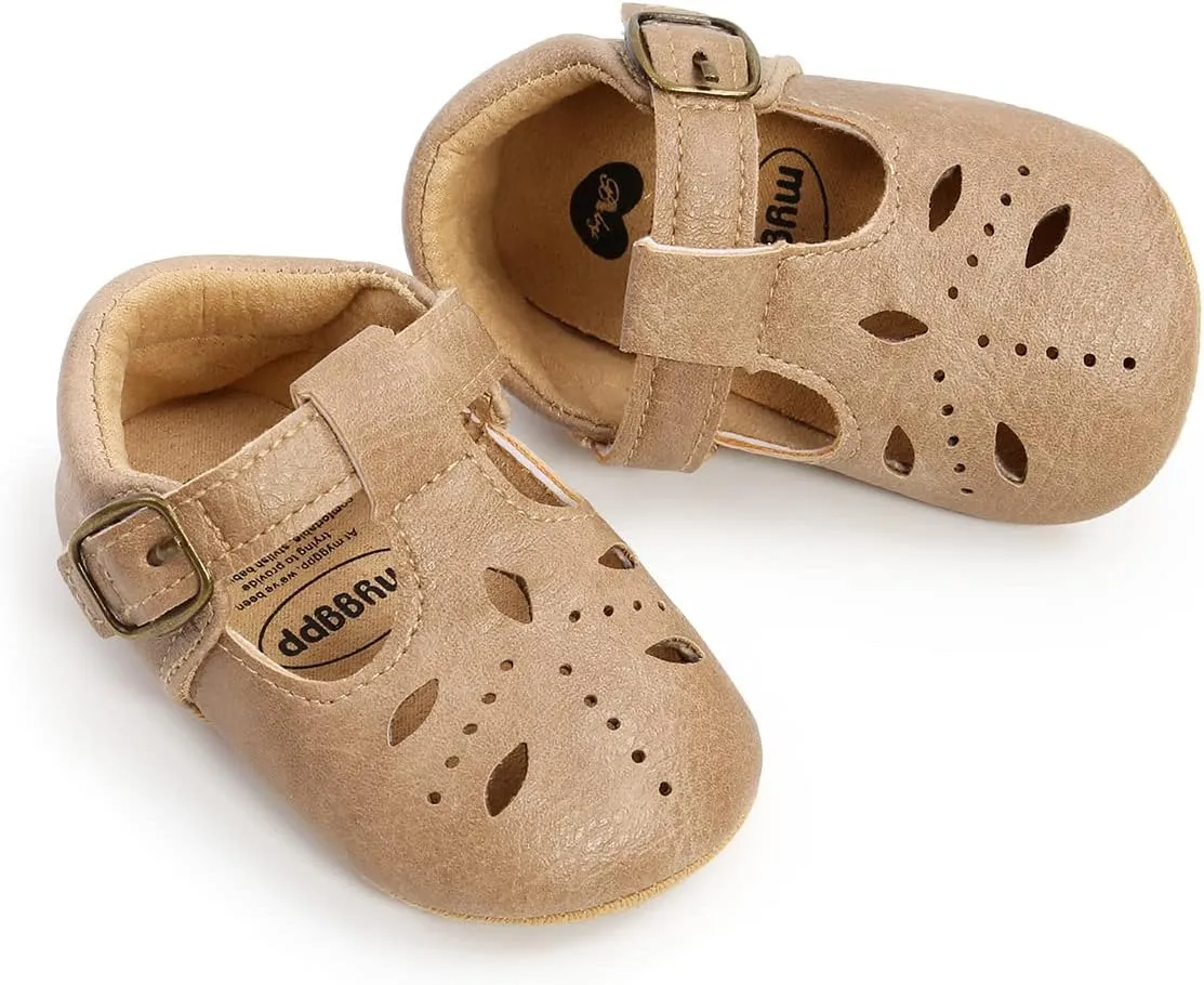GAISUMMI Baby Girls Shoes Infant Hollowed Style Mary Jane Flats Non-Slip Soft Sole Sandals Toddler First Walkers