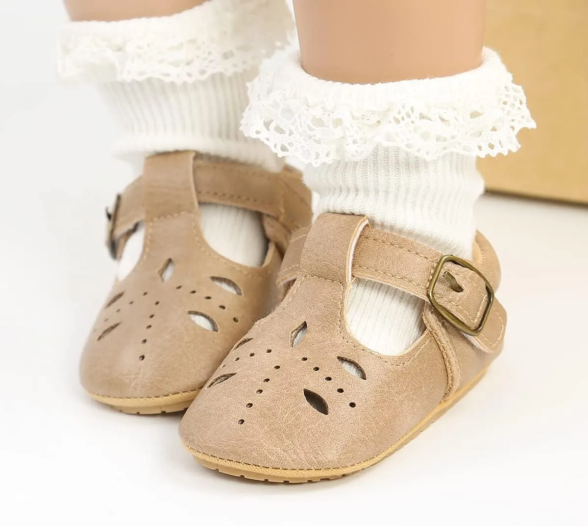 GAISUMMI Baby Girls Shoes Infant Hollowed Style Mary Jane Flats Non-Slip Soft Sole Sandals Toddler First Walkers