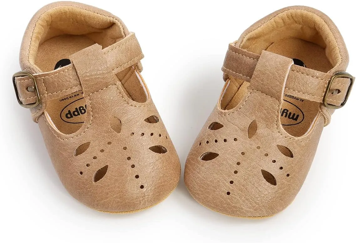 GAISUMMI Baby Girls Shoes Infant Hollowed Style Mary Jane Flats Non-Slip Soft Sole Sandals Toddler First Walkers