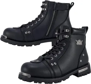 GARGOYLE BELLS Men's Motorcycle Boots PU Leather Combat Boots For Men Biker Boots with Lace-Up And Side Zipper