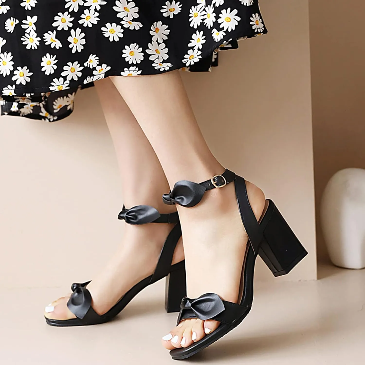 Gicoiz Ladies Wedding Open Toe Block Heels Sandals