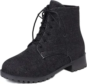 Gicoiz Women Round Toe Classic Combat Chukka Ankle Boots