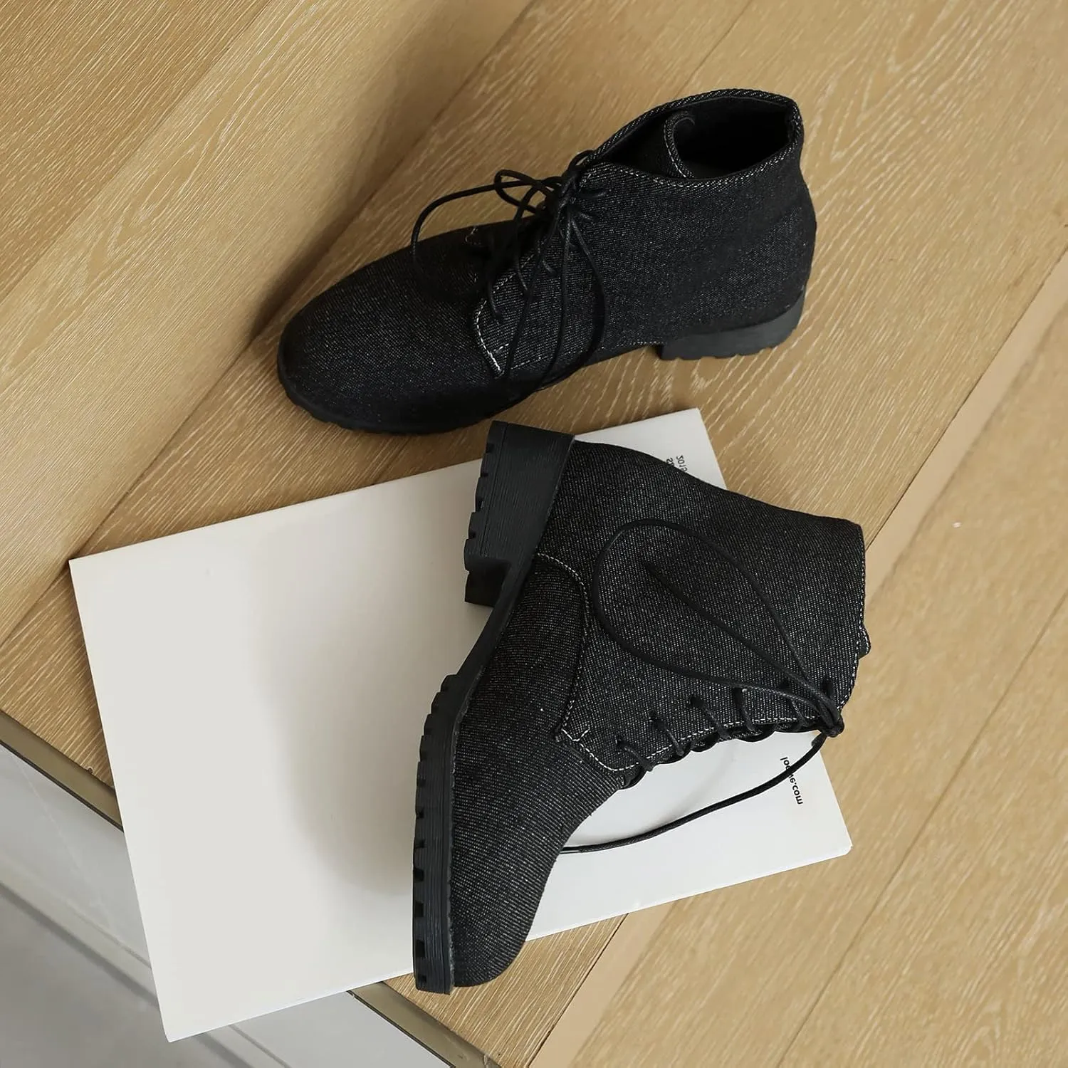 Gicoiz Women Round Toe Classic Combat Chukka Ankle Boots
