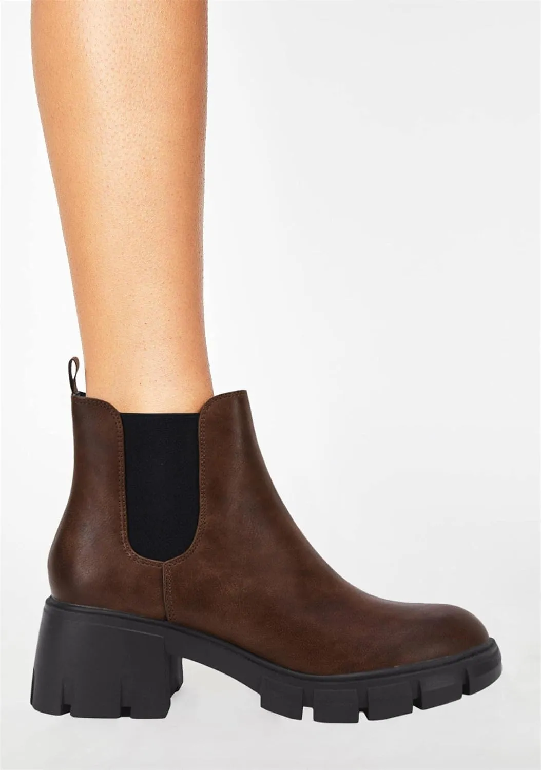 gihubafuil Women’s Chelsea Boots Fashion Platform Chunky Block Heels Slip On Combat Ankle Booties