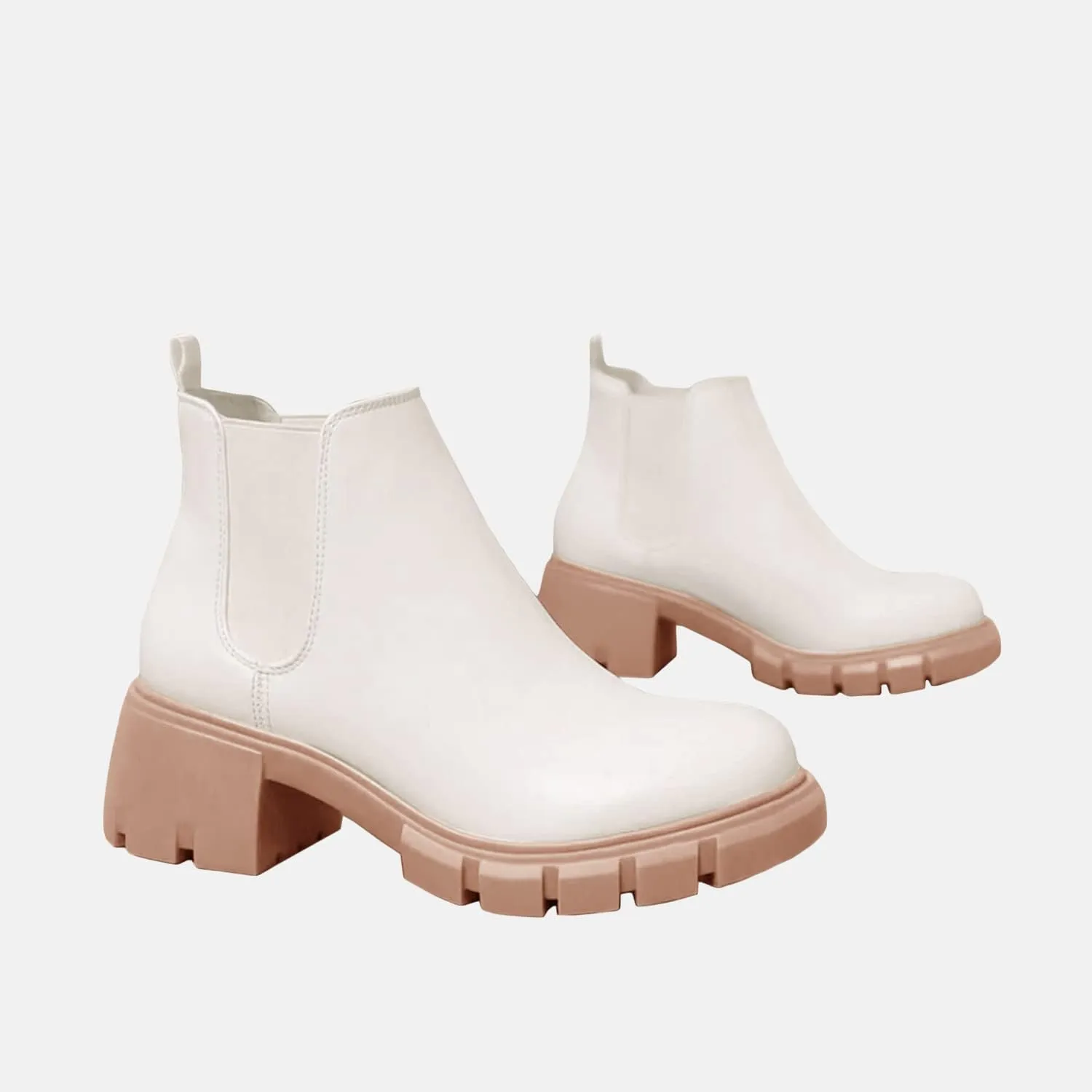 gihubafuil Women’s Chelsea Boots Fashion Platform Chunky Block Heels Slip On Combat Ankle Booties
