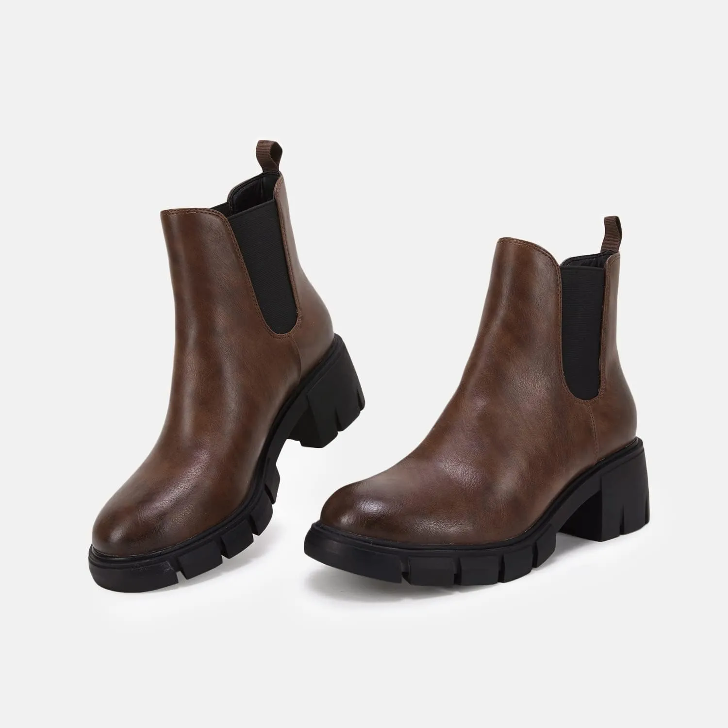 gihubafuil Women’s Chelsea Boots Fashion Platform Chunky Block Heels Slip On Combat Ankle Booties