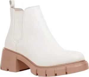 gihubafuil Women’s Chelsea Boots Fashion Platform Chunky Block Heels Slip On Combat Ankle Booties