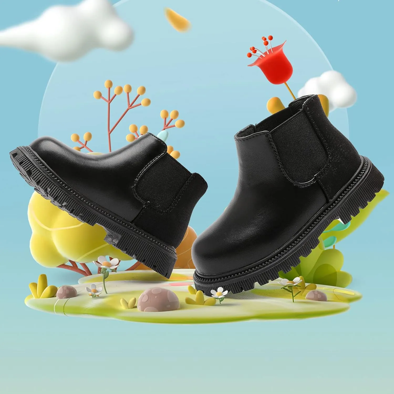 Girls Ankle Boots Chelsea Boots Fashion Side Zipper Boots Lace Up Waterproof Combat Shoes for Toddler/Little Kid