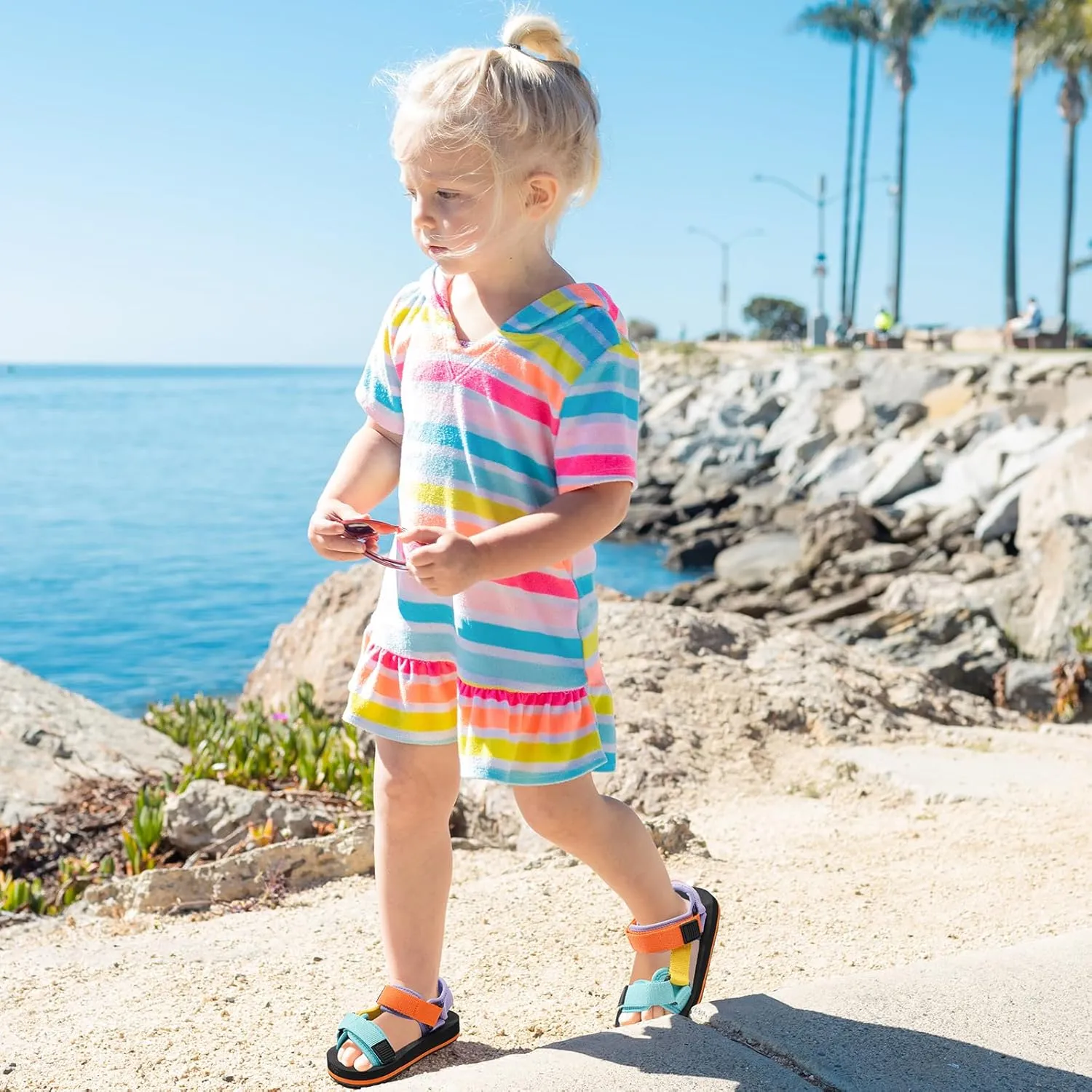 Girls Kids Summer Sandals Slides Open Toe Beach Adjustable Straps Athletic Outdoor Shoes