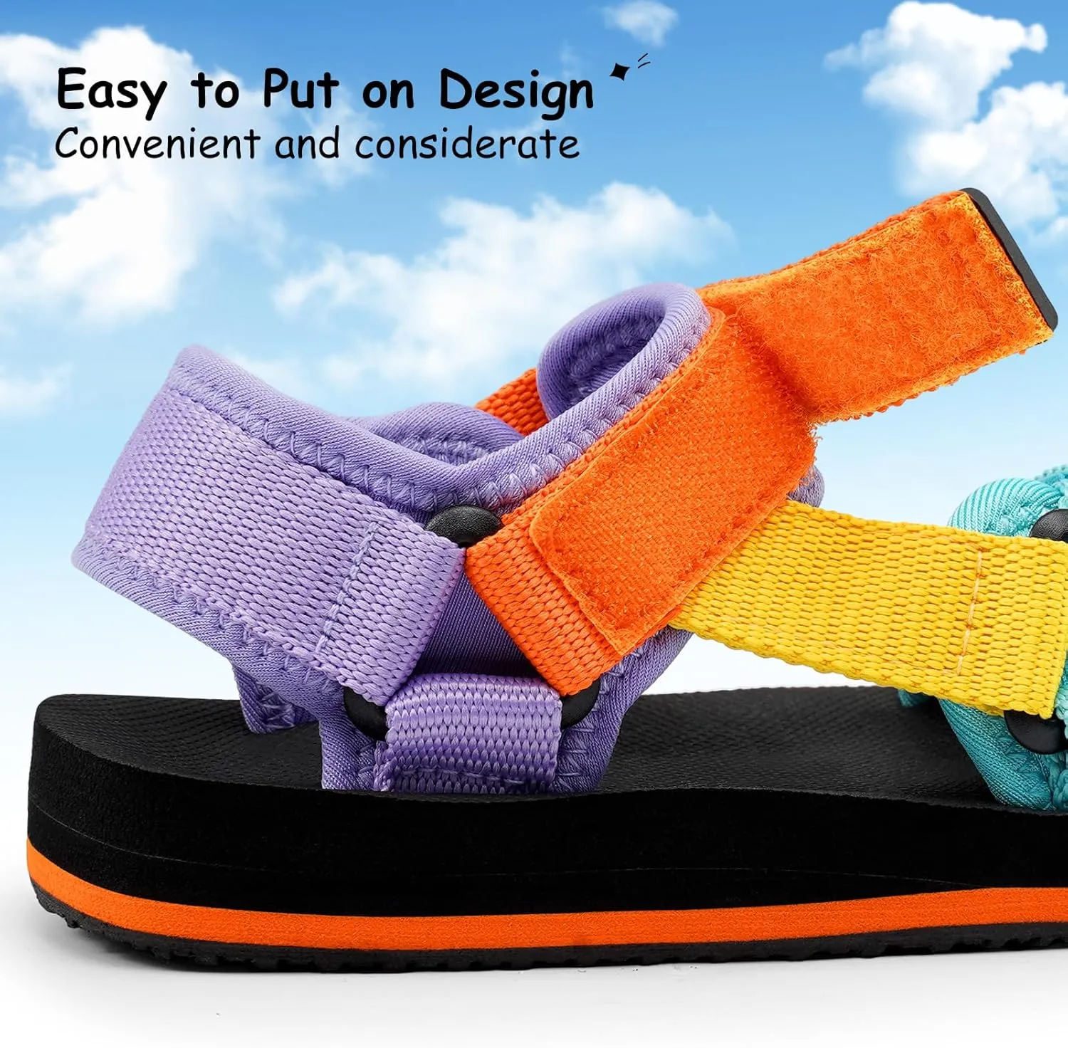 Girls Kids Summer Sandals Slides Open Toe Beach Adjustable Straps Athletic Outdoor Shoes