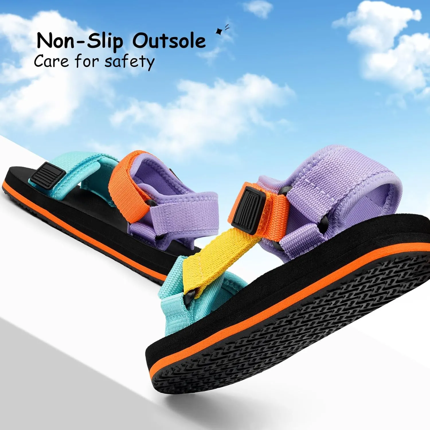 Girls Kids Summer Sandals Slides Open Toe Beach Adjustable Straps Athletic Outdoor Shoes