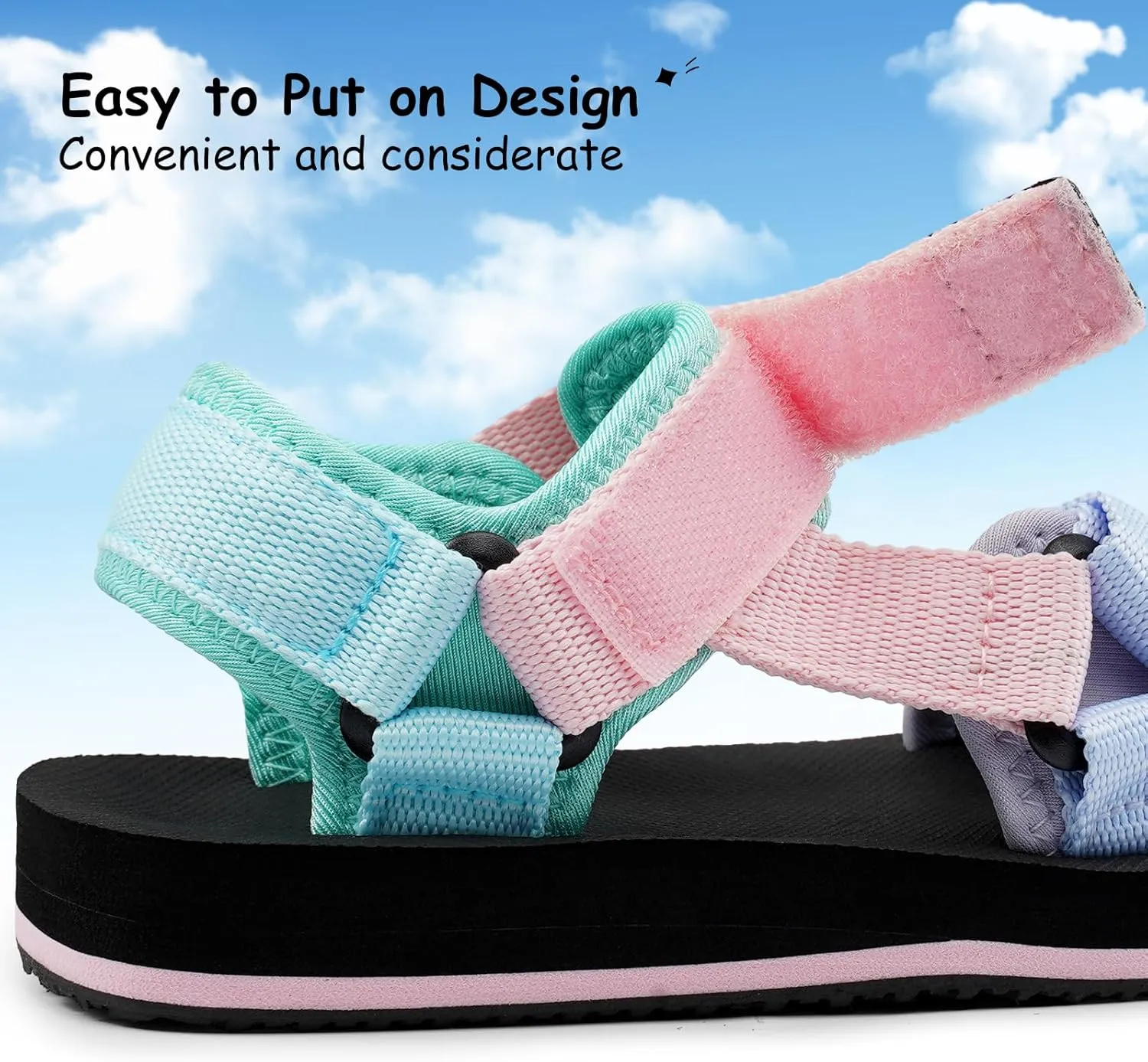 Girls Kids Summer Sandals Slides Open Toe Beach Adjustable Straps Athletic Outdoor Shoes