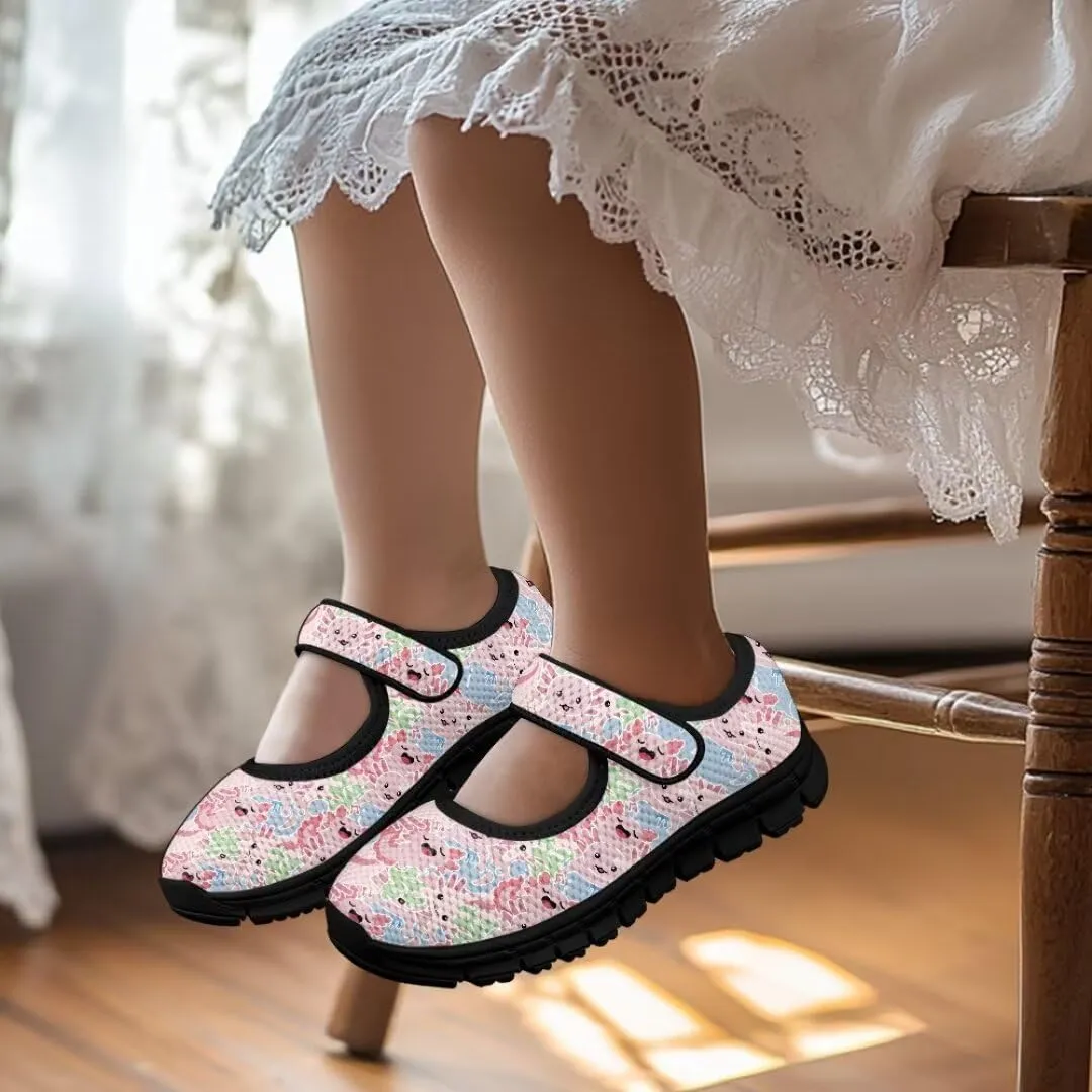 Girl's Mary Jane Shoes Cute Animal Print Lightweight Casual Shoes for Back to School Camping