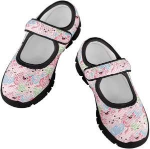 Girl's Mary Jane Shoes Cute Animal Print Lightweight Casual Shoes for Back to School Camping