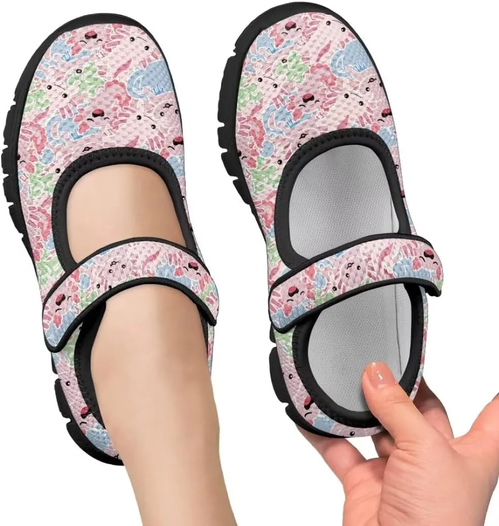 Girl's Mary Jane Shoes Cute Animal Print Lightweight Casual Shoes for Back to School Camping