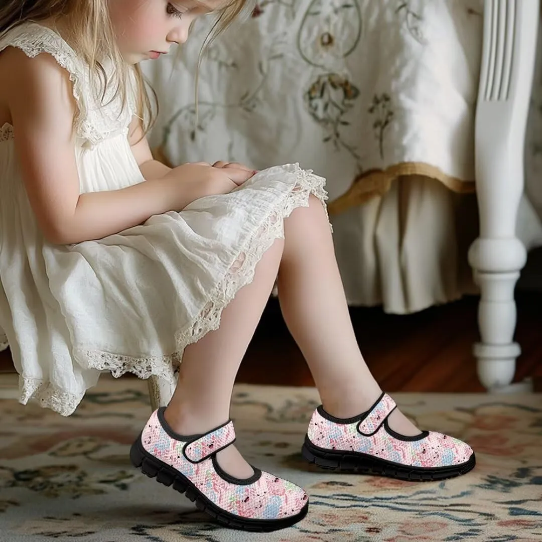 Girl's Mary Jane Shoes Cute Animal Print Lightweight Casual Shoes for Back to School Camping