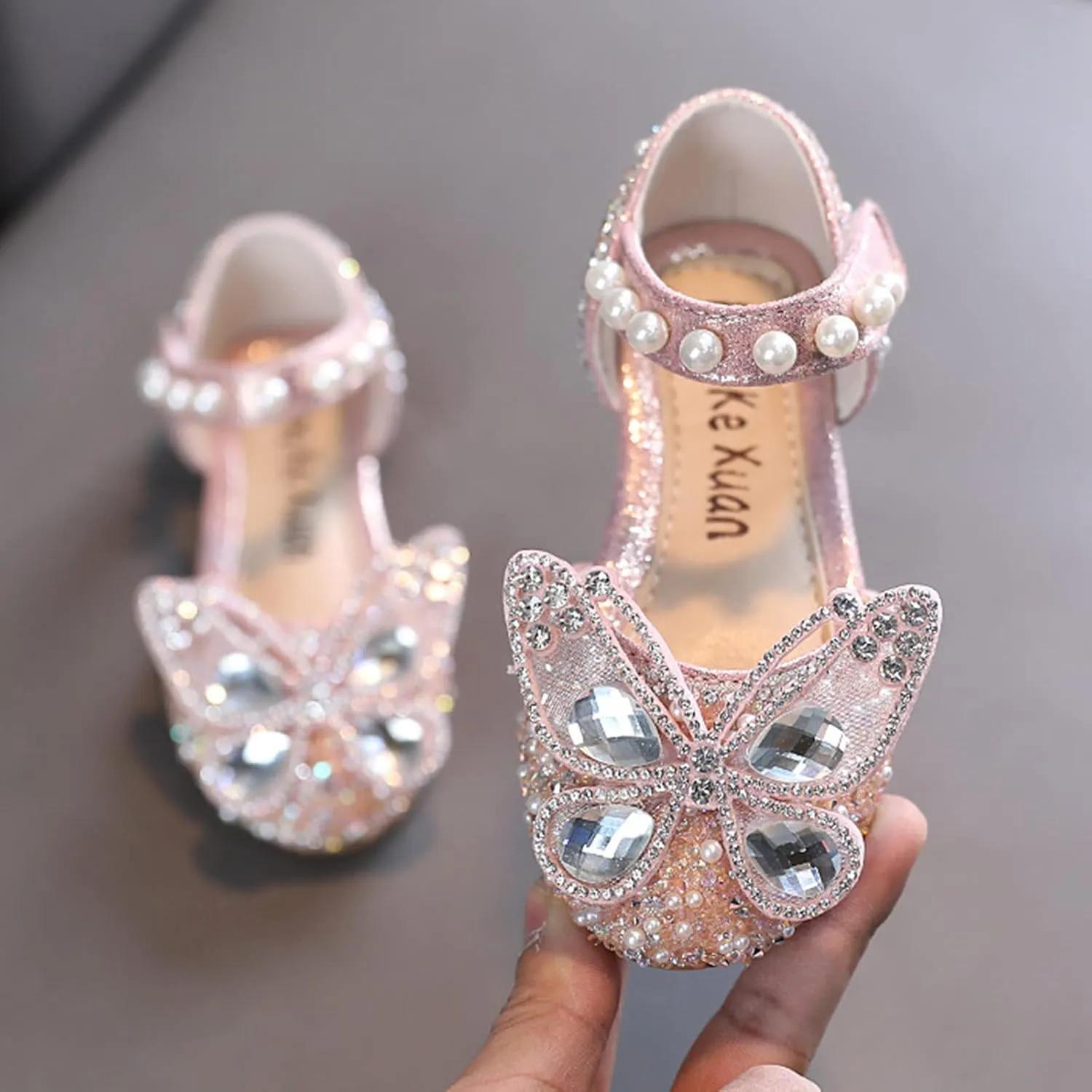 Girls Sandals, Open Toe Cute Butterfly Princess Girls Flat, Sparkly Summer Dress Shoes Sandals for Cheer Shoes Girls