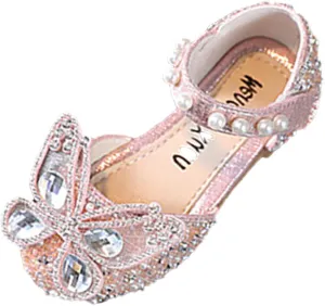 Girls Sandals, Open Toe Cute Butterfly Princess Girls Flat, Sparkly Summer Dress Shoes Sandals for Cheer Shoes Girls