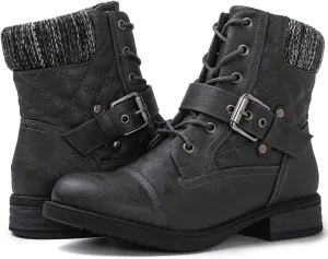 GLOBALWIN Women's Ankle Booties Fashion Combat Boots