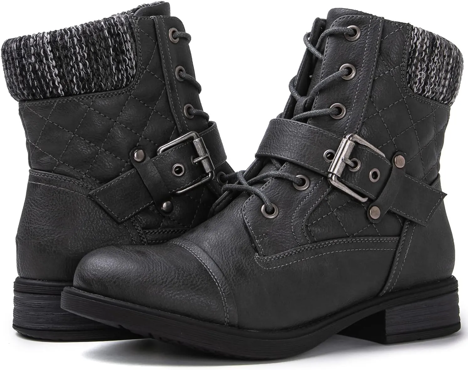 GLOBALWIN Women's Ankle Booties Fashion Combat Boots