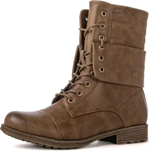 GLOBALWIN Women's Fashion Low Heels Lace Up Ankle Boots