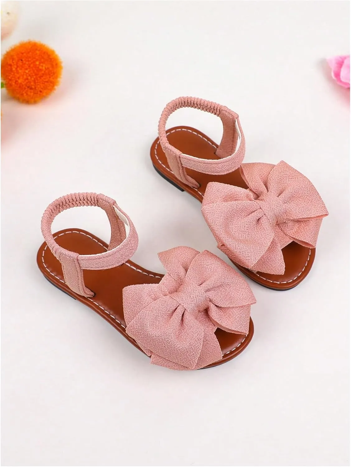 GORGLITTER Girl's Sandals Dressy Bow Ankle Strap Sandal Open Toe Slides Flats Summer Cute Vacation Sandals