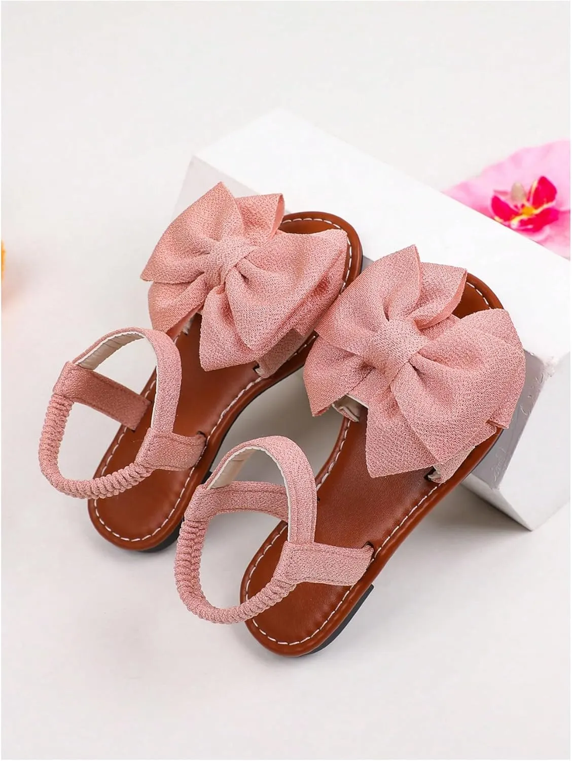 GORGLITTER Girl's Sandals Dressy Bow Ankle Strap Sandal Open Toe Slides Flats Summer Cute Vacation Sandals